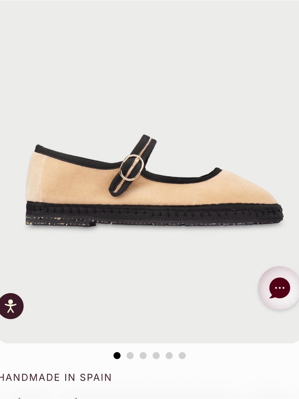 Flabelus Cream and Black Mary Jane Theodora Flats size 39